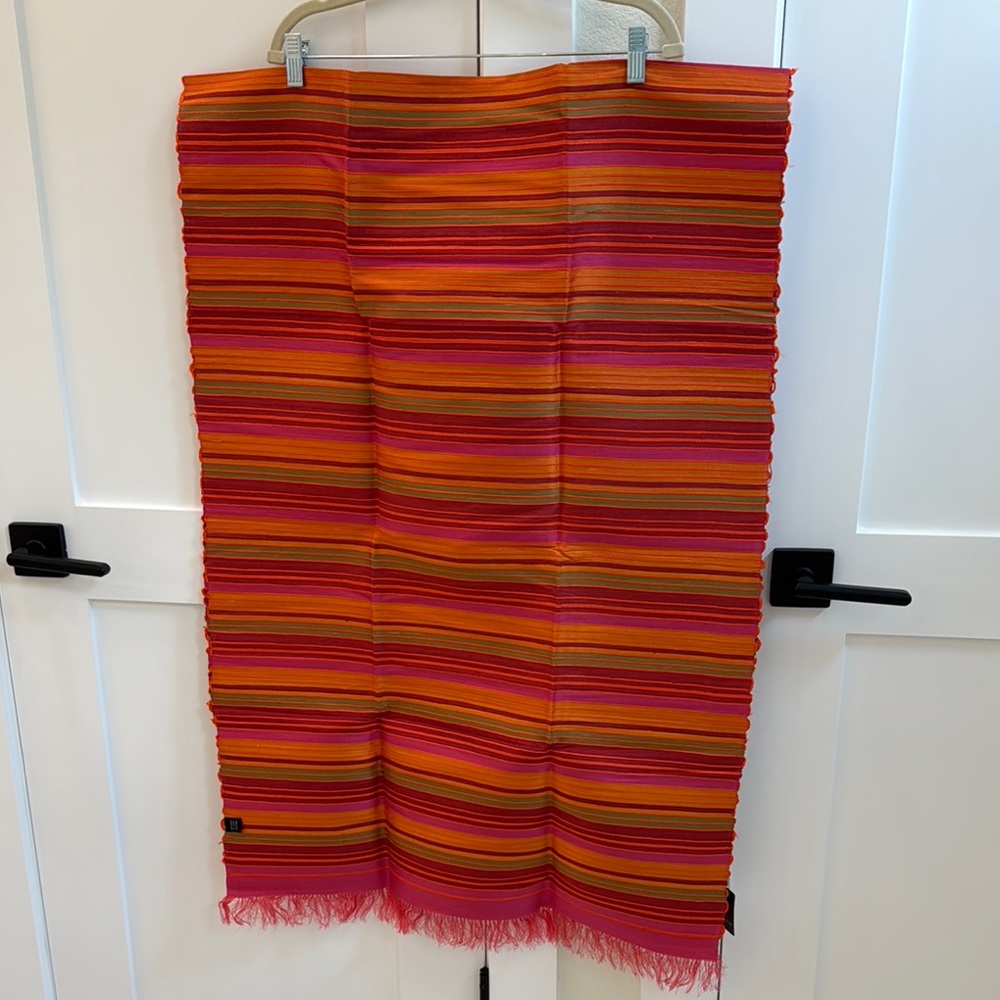 Striped Multicolor Scarf with Fringe